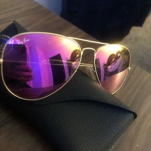 Pink Reflective RayBan Aviators